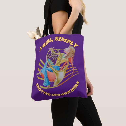 TOTE BAG UNE FILLE, TOUT SIMPLEMENT TOOTING SA PROPRE CORNE (De près)
