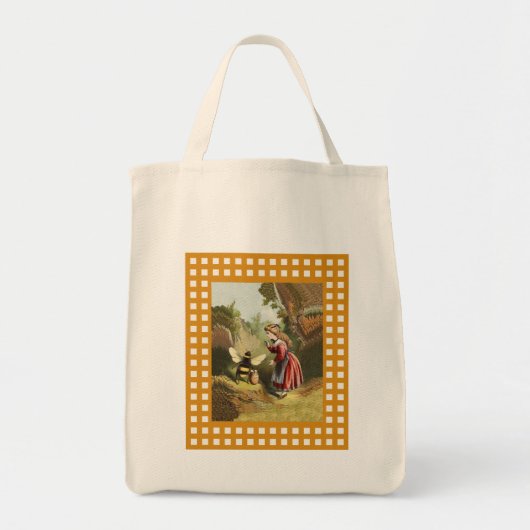 Tote Bag Une fille victorienne parle à l'abeille miel dans  (Devant)