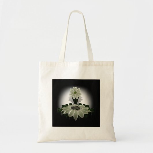 Tote Bag Une fleur verte sur un Arrière - plan noir (Devant)