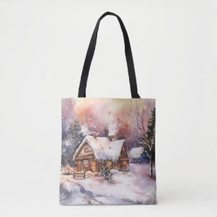 Tote Bag Une maisonnette confortable en hiver
