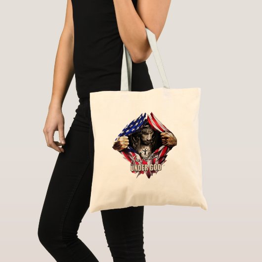Tote Bag Une nation sous Dieu Jésus Art US Drapeau Christia (Devant (produit))