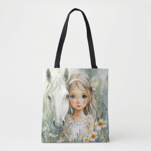 Tote Bag Une petite fille avec un cheval (Devant)