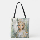 Tote Bag Une petite fille avec un cheval (Dos)