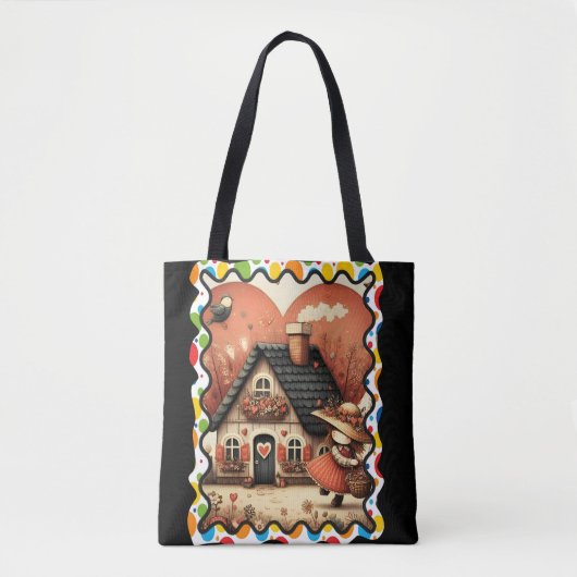 Tote Bag Une petite fille court devant une maison (Devant)