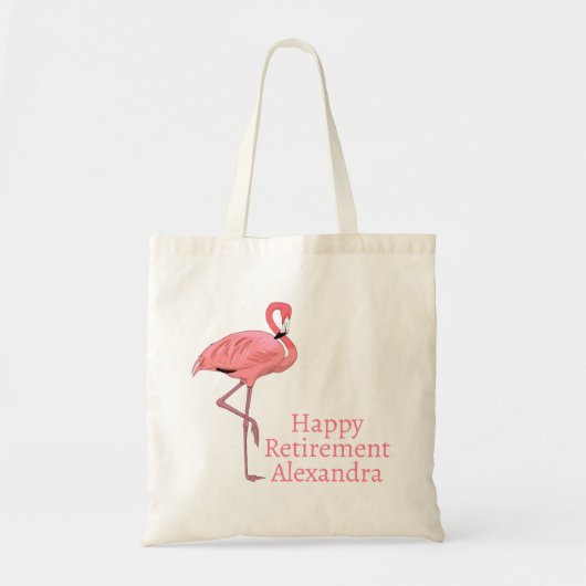 Tote Bag Une retraite heureuse sur mesure veut Flamant rose (Devant)
