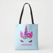 Tote Bag Unicorn Flowery Super mignon fille personnalisée (Devant)