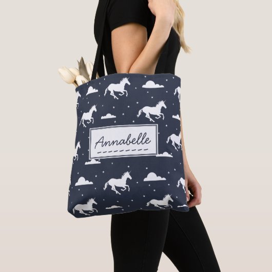 Tote Bag Unicorn Midnight Sky Motif personnalisé (De près)