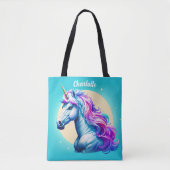 Tote Bag Unicorn Moonlight personnalisable : Votre nom en é (Devant)