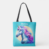 Tote Bag Unicorn Moonlight personnalisable : Votre nom en é (Dos)