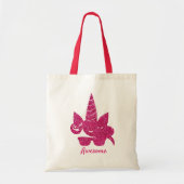 Tote Bag Unicorn rose Parties scintillant mignonne fille en (Devant)