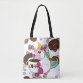 Tote Bag Unicorn with coffee (Devant)