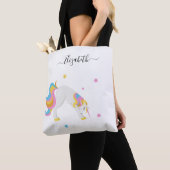 Tote Bag Unicorn yoga pose mignon amusant nom blanc (De près)