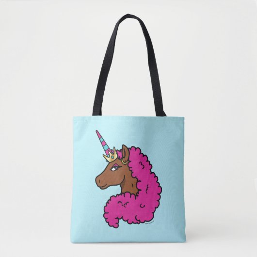 Tote Bag Unicorne Afro Rose Chaud (Devant)
