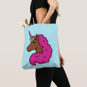 Tote Bag Unicorne Afro Rose Chaud (De près)