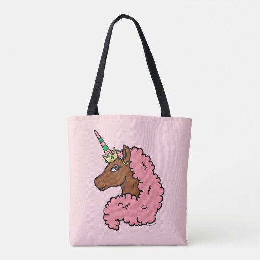 Tote Bag Unicorne Afro Rose clair (Dos)
