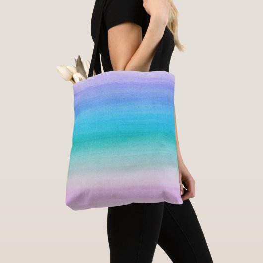 Tote Bag Unicorne Arc-en-ciel aquarelle #3 #peinture #décor (De près)