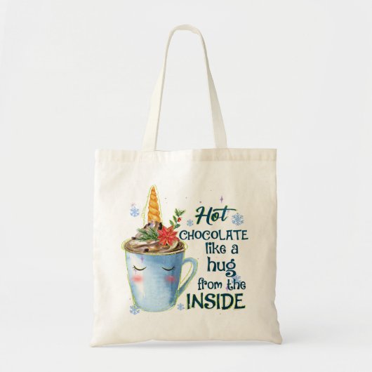 Tote Bag Unicorne au chocolat chaud | Cosy Unicorn Winter (Devant)