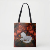 Tote Bag Unicorne blanche Fractale rouge Imaginaire Cheval  (Devant)