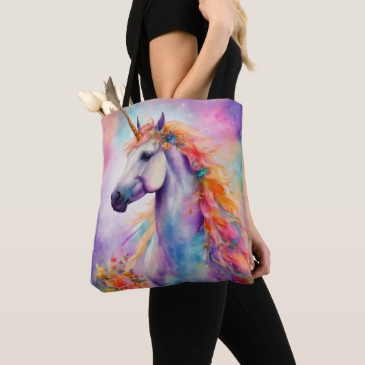 Tote Bag Unicorne couleur Pastel (De près)