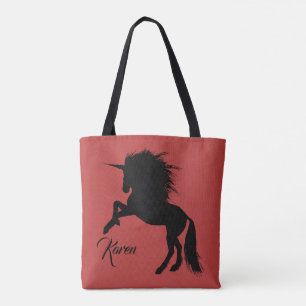Tote Bag Unicorne d'élevage de la magie noire et rouge pers
