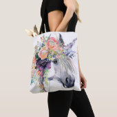 Tote Bag Unicorne en fleurs (De près)