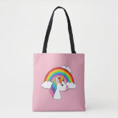 Tote Bag Unicorne et arc-en-ciel avec nuages Kawaii (Devant)