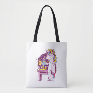 Tote Bag Unicorne fatiguée avec café