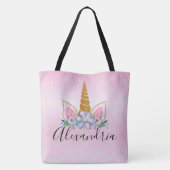 Tote Bag Unicorne florale personnalisée (Dos)