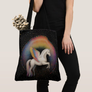 Tote Bag Unicorne Galactique Arc-en-ciel Étoiles colorées E