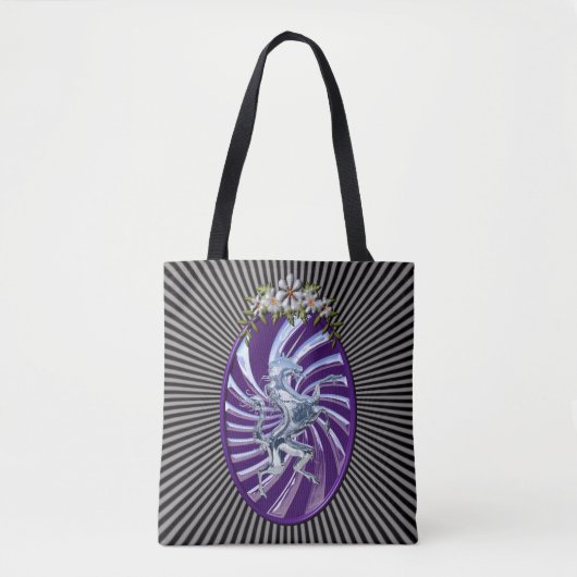 Tote Bag Unicorne magique mythique en argent (Devant)