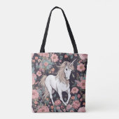 Tote Bag Unicorne Mythique Fleurs d'Animaux Fourre-tout (Dos)