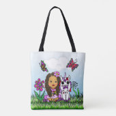 Tote Bag Unicorne personnalisée et violet fée (Dos)