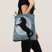 Tote Bag Unicorne Silhouette Pleine lune Ciel de nuit, ZKOA (De près)