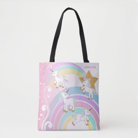 Tote Bag Unicornes magiques roses (Devant)