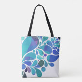 Tote Bag Unique Artsy Aqua Bleu, Motif d'aquarelle violet (Dos)