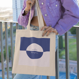 Tote Bag Unique violet rose et monogramme de script