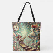 Tote Bag Unique Wonderland Art Alice Rabbit Hole (Devant)