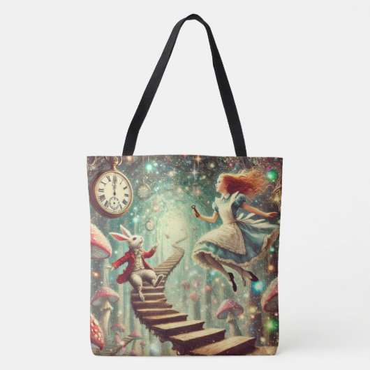 Tote Bag Unique Wonderland Art Alice Rabbit Hole (Devant)