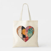 Tote Bag Unity Heart Diverse Faces Line Art Diversity  (Dos)