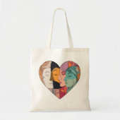Tote Bag Unity Heart Diverse Faces Line Art Diversity (Devant)