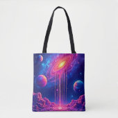 Tote Bag Univers en néon : étoiles ruisselantes de lumière (Devant)
