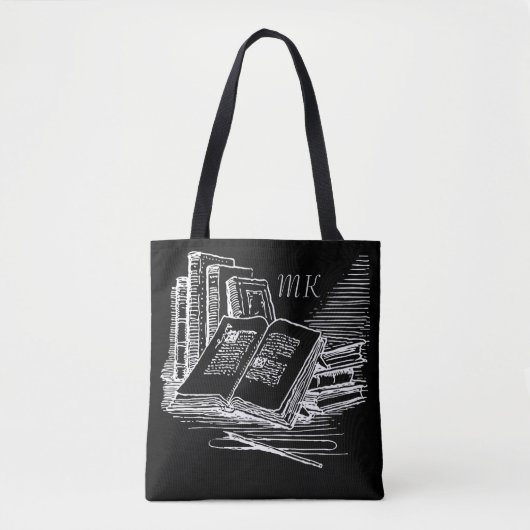 Tote Bag Universitaire Noir Et Blanc Monogramme (Devant)