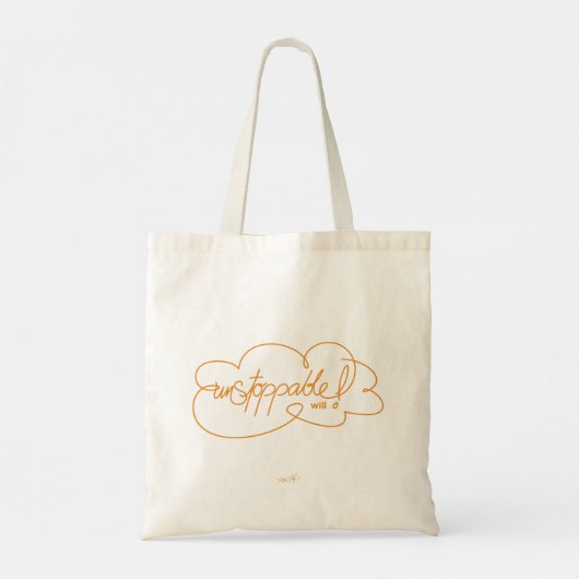 Tote Bag UnSTOPPABLE will - Bold CloudS - Orange Script (Dos)