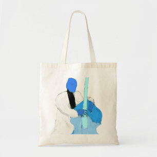 Tote Bag uprightbassplayerBlueWhiteversion