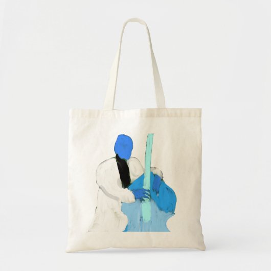 Tote Bag uprightbassplayerBlueWhiteversion (Devant)