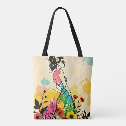 Tote Bag Urban Bloom: Double-Sided Graffiti & Botanical Art (Dos)