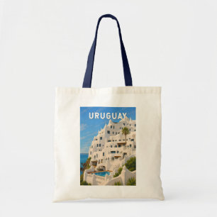 Tote Bag Uruguay Casapueblo Illustration Voyage Art Rétro