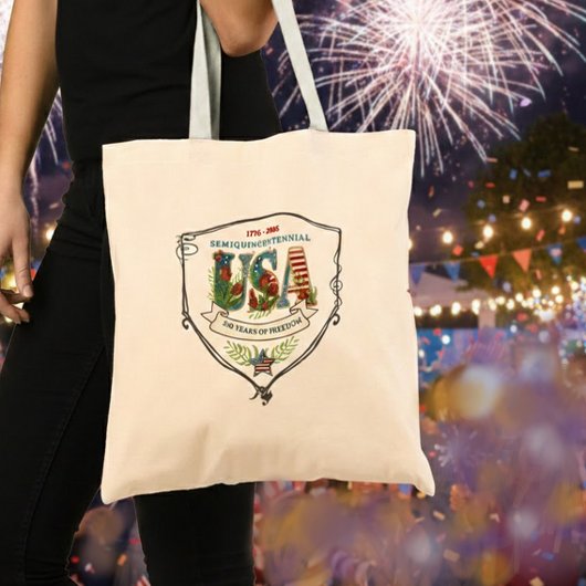 Tote Bag US 250 Years of Freedom Botanical Canvas