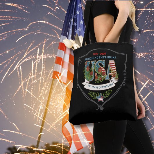 Tote Bag US 250 Years of Freedom Midnight Black Elegant 