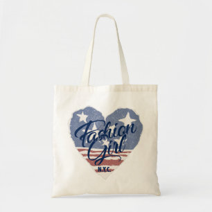 Tote Bag USA Fashion girl, usa coeur flag nyc